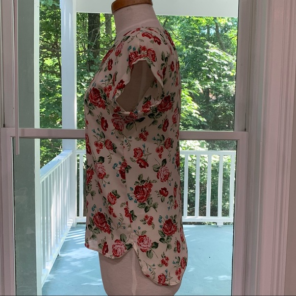 Boho Chic Cottage Core Flowy Rose Zip Up Blouse S - Picture 5 of 16